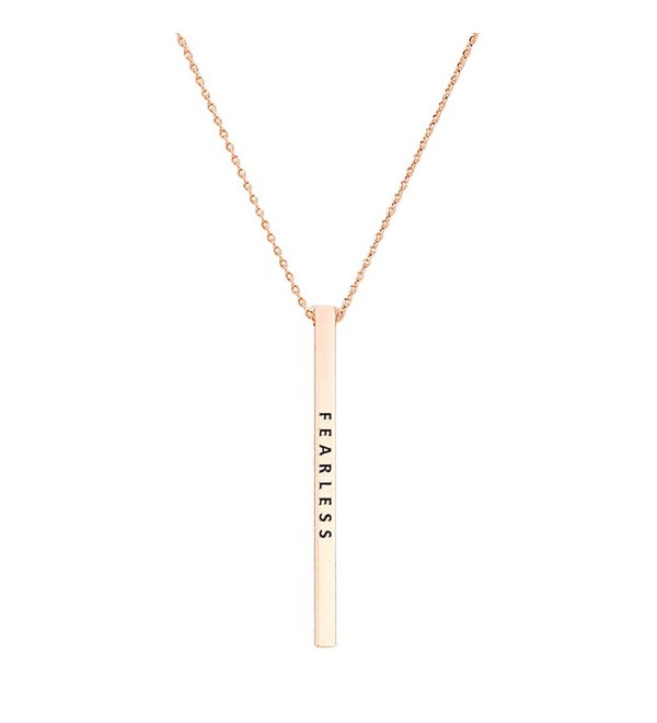 Rosemarie Collections Women's Simple Vertical Bar Pendant Necklace "Fearless" - Rose Gold Color - CI1860YIGEK