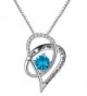 Sterling Silver "I Love You To The Moon and Back" Love Heart Pendant Necklace With Love Card - Blue - C512H5AGXOZ