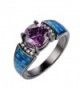 Rongxing Jewelry Blue Opal khloe kardashian wedding Rings Blue Purple Women's Engagement Size 6-9 - CQ12BYHDXGH
