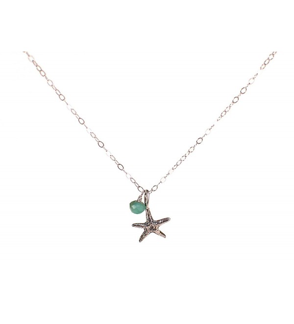 Tiny Starfish Beach Ocean Necklace Choose Birth Month Charm - CO11D3XDB4Z