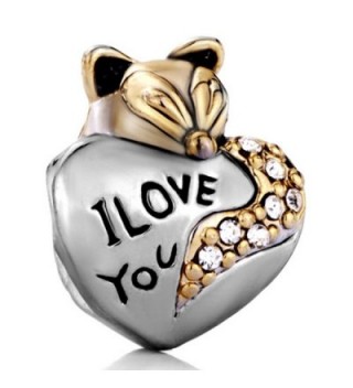 Silver Plated Pugster Cute Fox I Love You Charm Fits Pandora Bead Bracelet - CQ11O3SHUOL