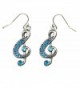 DianaL Boutique Silvertone Music Treble G Clef Note Earrings Blue Crystals Gift Boxed Fashion Jewelry - CG12FCZRA0B