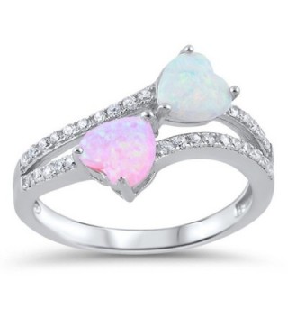 CHOOSE YOUR COLOR Sterling Silver Heart Promise Ring - Pink Simulated ...