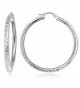 Hoops & Loops Sterling Silver 3mm Diamond-Cut Round Hoop Earrings- All Sizes - CN12KKGJK6F