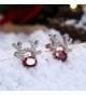 Gemstone Reindeer Earrings Dimensional Christmas - Rose Gold - CT1887QKTEW