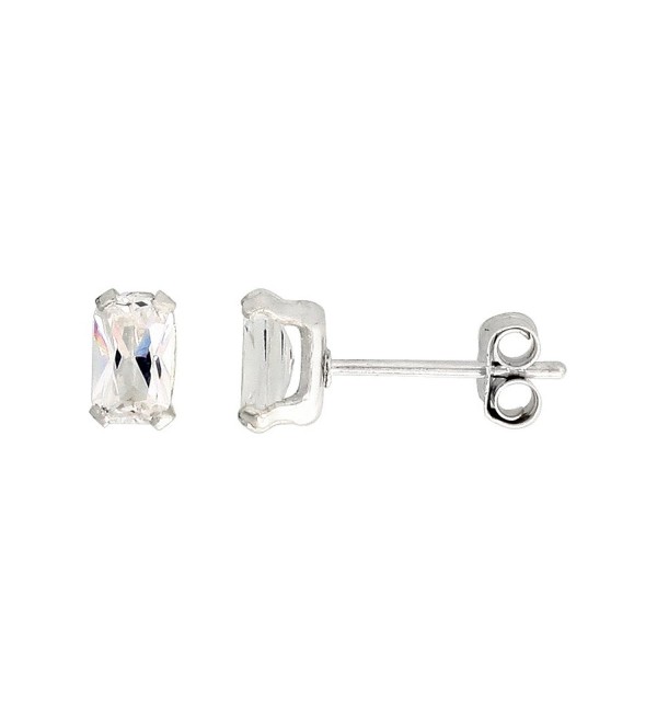 Sterling Silver Cubic Zirconia Emerald cut Earrings Studs 1/2 carat/pair - CT112676DDP