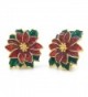 Poinsettia Earrings Christmas Flower Fashion in Women's Clip-Ons Earrings