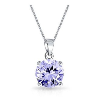 Bling Jewelry Simulated Lavender Alexandrite CZ Solitare Pendant Rhodium Plating Necklace 18 Inches - CF121OXCUSN
