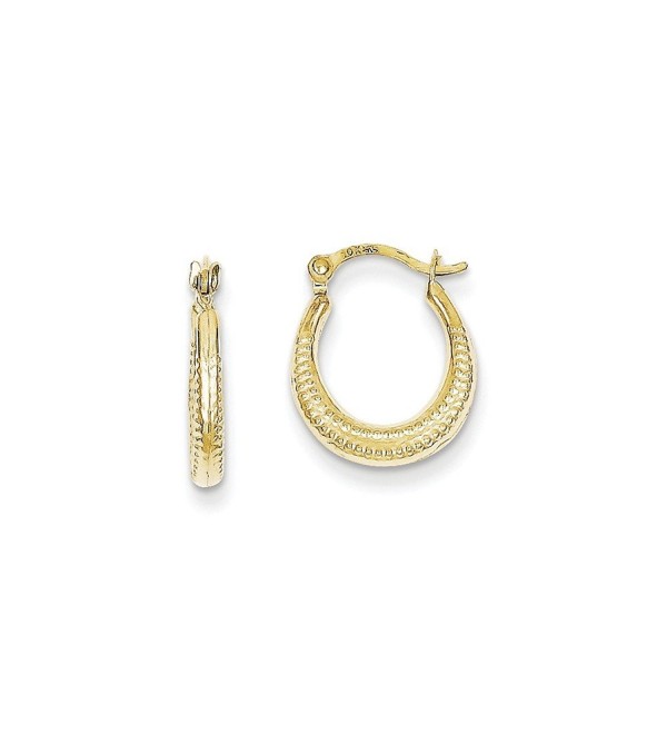 10K Yellow Gold Scalloped Textured Hollow Hoop Earrings - CS12BY2BVQL