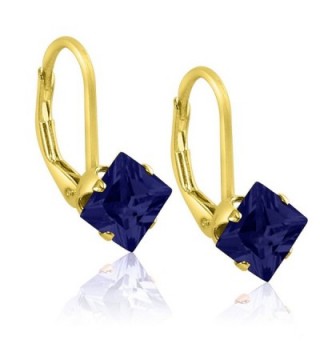 5x5mm Square Created Gemstones Leverback Earrings in Rose or Yellow Gold Plated & Solid Sterling Silver - CM11N1YGE2H