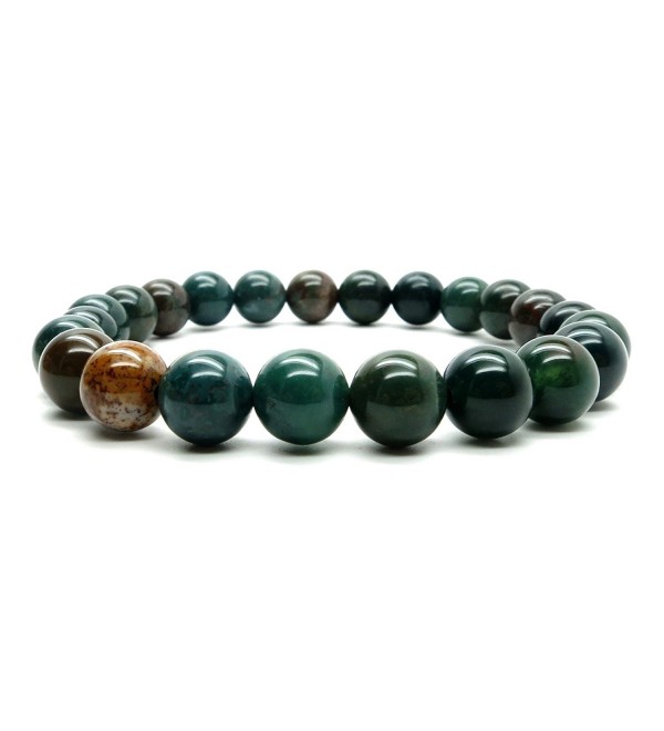 Bloodstone Bracelet 20 - Stretch 7mm Green Red Round Stone Crystal Healing - CG11PBCALUR