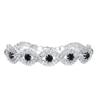 Yumei Jewelry Rhinestone Bracelet Silver-tone Wedding Bridal Bracelet Crystal Bracelet - D:Main Stone:Black - C417YTEQMIS