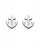 Small Stainless Steel Christian Cross and Anchor Stud Earrings - CB11DJS6ZRJ