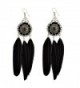 Bohemian Fashion Jewelry Silver Plated Hallow Out Drop Leaves Feather Dangle Hook Earrings - Black - C512JDL0YTZ