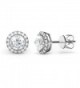 925 Sterling Silver Round CZ Cubic Zirconia Halo Earrings - CC127OKS61P