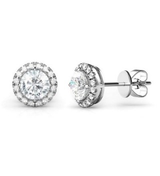 925 Sterling Silver Round CZ Cubic Zirconia Halo Earrings - CC127OKS61P