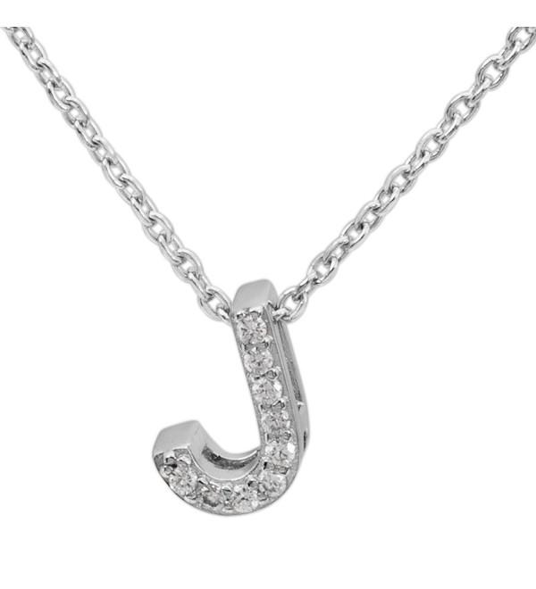 Diamoness Sterling Silver Cubic Zirconia Initial Letter Pendant Necklace- 18" - CG186AAAGE3