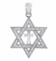 925 Sterling Silver Jewish Charm Cross Star of David Pendant - CD119JN78A5