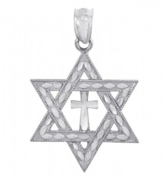 925 Sterling Silver Jewish Charm Cross Star of David Pendant - CD119JN78A5