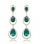 EVER FAITH Women's Austrian Crystal 3 Teardrop Chandelier Dangle Earrings Emerald Color Gold-Tone - C511KVMNAI7