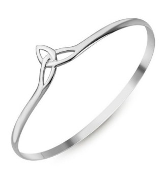 925 Sterling Silver Open Triquetra Trinity Triangle Celtic Knot Symbol Unisex Bangle Bracelet 8.5" - CA12KAOIEAX
