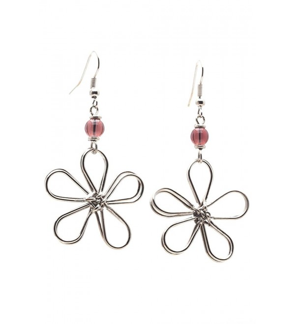 Maisha Fair Trade Wire Daisy Drop Earring - Pink - CX11EOP8DSP