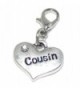Jewelry Monster Clip-on 2 Sided "Cousin Heart" w/ White Crystals Charm Bead - C511TYQVC4L