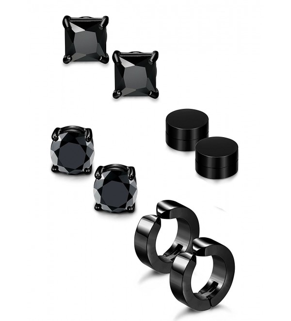 Jstyle 4 Pairs Stainless Steel Stud Earrings for Men Women Magnetic Stud Earrings Non-piercing CZ - CC1899S69AA