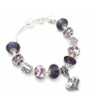 Purple Special Sister Starter Charm Bracelet European Style Gift Boxed 20cm - CD12CHTBI13