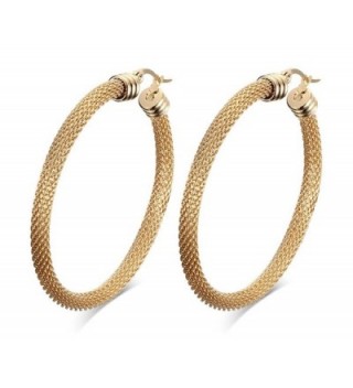 52mm Stainless Steel Gold Mesh Wire Large Hoop Earring for Women- Anti Allergy - CL18673DDX3