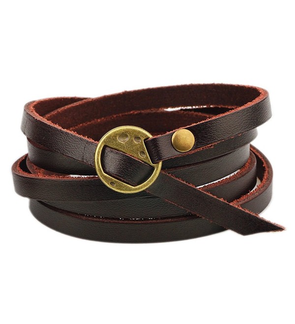 The November Nocturne Fashion 5 Row Leather Unisex Wrap Bracelet Fashion Jewelry - Brown - CN17YAM3I0T