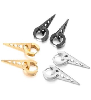 MOWOM Silver Stainless Earrings Triangle in Women's Hoop Earrings