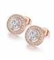 VOLUKA Particular Rose Gold Tone Round Shape Crystal CZ Diamond Stud Earrings for Women - CP1890ITUYR