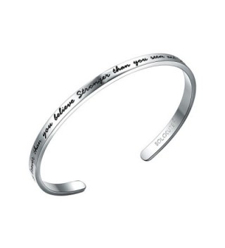 SOLOCUTE Bracelet Engraved Stronger Inspirational - White Gold - C512NUQCNR6