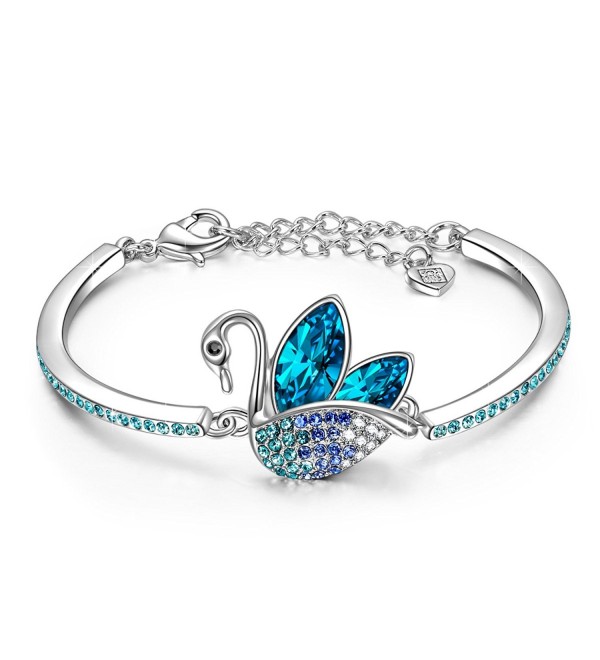 LadyColour Swan Dance Bangle Bracelets Swarovski Crystals Animal Jewelry for Women Girls - C31857CI62D