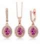 4.63 Ct Pink Created Sapphire 925 Rose Gold Plated Silver Pendant Earrings Set - CM11O5BBK6P