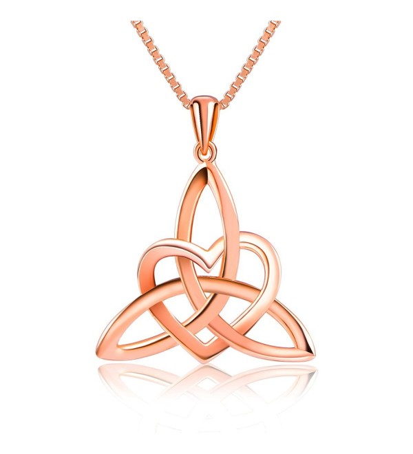 Sterling Silver Good Luck Irish Celtic Knot Triangle Lover Heart Shaped Pendant Necklace- 18" - CP12I4L3BC7