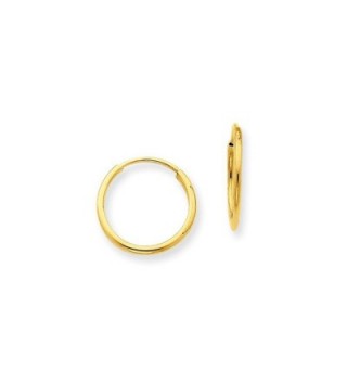 1.25mm Endless Hoop Earrings in Genuine 14k Yellow Gold - 13 to 73mm - CT17YLZUAST
