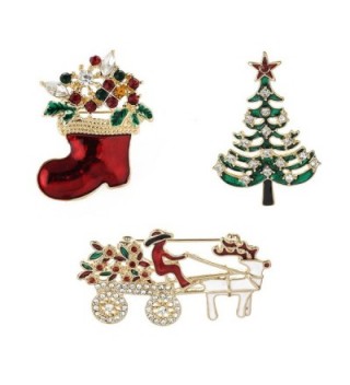 Christmas Brooch Pins set Holiday Brooch Xmas Pin Lot Party Favor set Christmas gifts christmas stocking pins set - C4187509ALQ