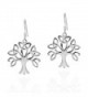 .925 Sterling Silver Tree Of Life Trinity Celtic Knot Triquetra Fish Hook Earrings - CY11OP6VMXV