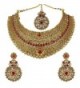 MUCHMORE Indian Amazing Traditional Gold Tone Necklace Earrings With Maag Tikka Jewelry for Women - CW183CN0K7I