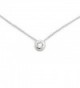 Solid Sterling Silver Rhodium Plated Bezel Set Cubic Zirconia Solitaire Pendant Necklace- 18" - CA11ZG95Z8T