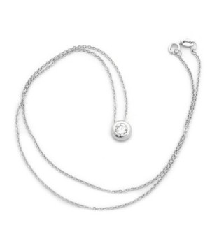 Sterling Rhodium Zirconia Solitaire Necklace in Women's Pendants