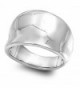 Sterling Silver Women's Concave Fashion Ring Cute Pure 925 Band 15mm Sizes 4-14 - CT11GQ4DGH5