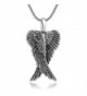 Sterling Silver 21 mm Detailed Angel Wings Charm Pendant Necklace with Snake Chain 18'' - CD11WYKV04B