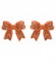 Fashion Crystal Pave Bow Ribbon Stud Earrings Orange - CC118TQNQAJ