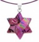Sterling Silver Dichroic Glass Pink Star of David Pendant Necklace on Stainless Steel Wire- 18" - C211I2U36J9
