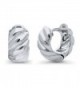 BERRICLE Rhodium Plated Sterling Silver Cable Fashion Small Huggie Earrings 0.5" - CF187EKEMY0