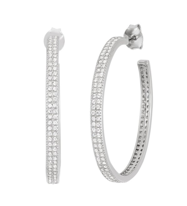 Sterling Silver Double-Row CZ 3/4 Hoop Earrings - 30mm - CV127RQ435J