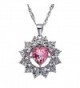 SWEETV Pink Heart Swarovski Crystal Pendant Necklace with Silver Chain Jewelry Gift for Girls Women- 15"+2" - CJ186ZGNUTX